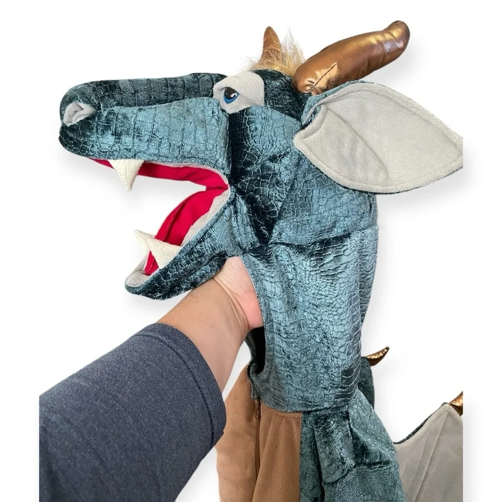 FAO Schwarz Winged Blue Brown Dragon Costume Toddler 3T unisex Halloween Fantasy